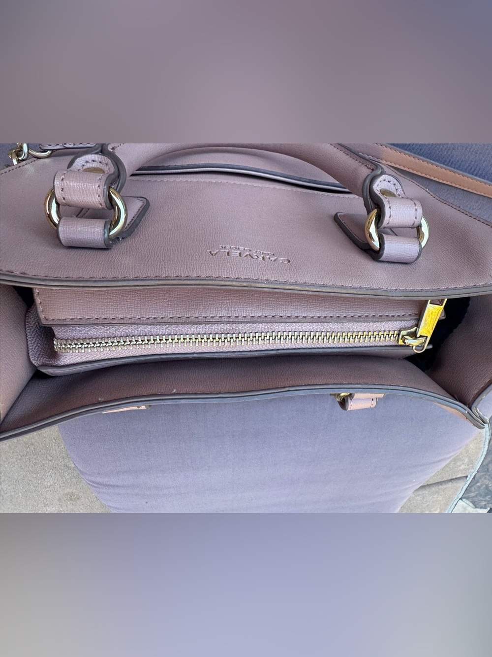 Carvela Kurt Geiger Mauve Pink Structured Satchel Crossbody Bag GUC - Picture 16 of 16